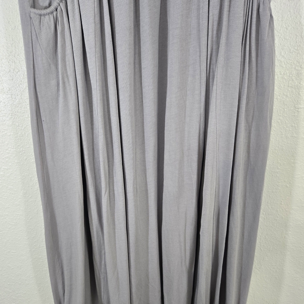 Garnet Hill Light Gray Flowing Maxi Skirt w/Pockets Boho Prairie Cottagecore, L - Picture 3 of 7